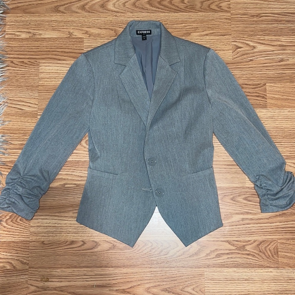 Express Ruched Sleeve Black Blazer